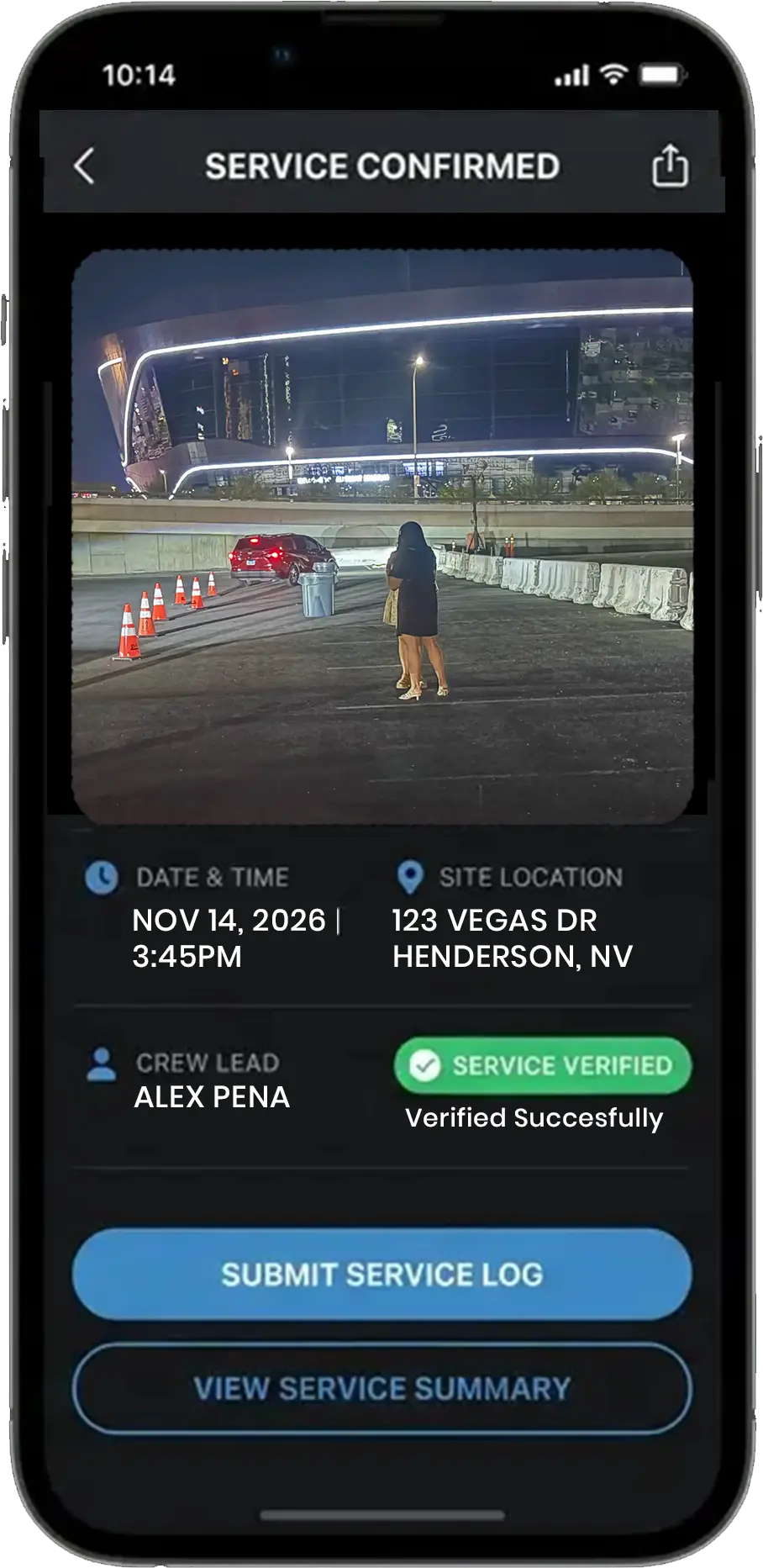 Proof-of-service screen on a phone